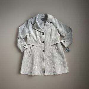 Gallery New York Wool Blend Tweed Coat Oatmeal 1X NWT Structured